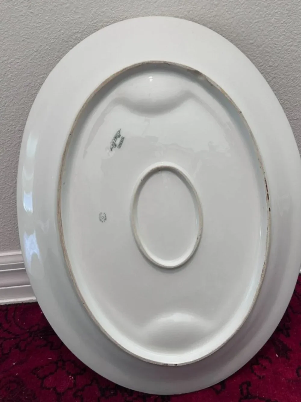 Antique Limoges France Old Abbey 18” White w/Gold Porcelain Serving Platter Tray